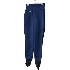 Bogner Vintage Wool Blend Navy Ski Pants Skinny Leg Stir Ups - Size 8